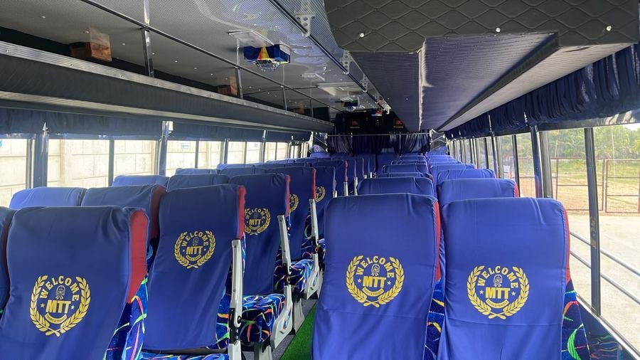 Interior of a Manjunatha Tours and Travels coach